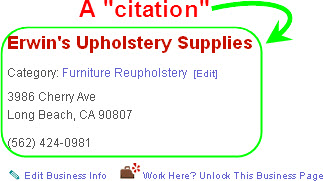 A "citation" for your business